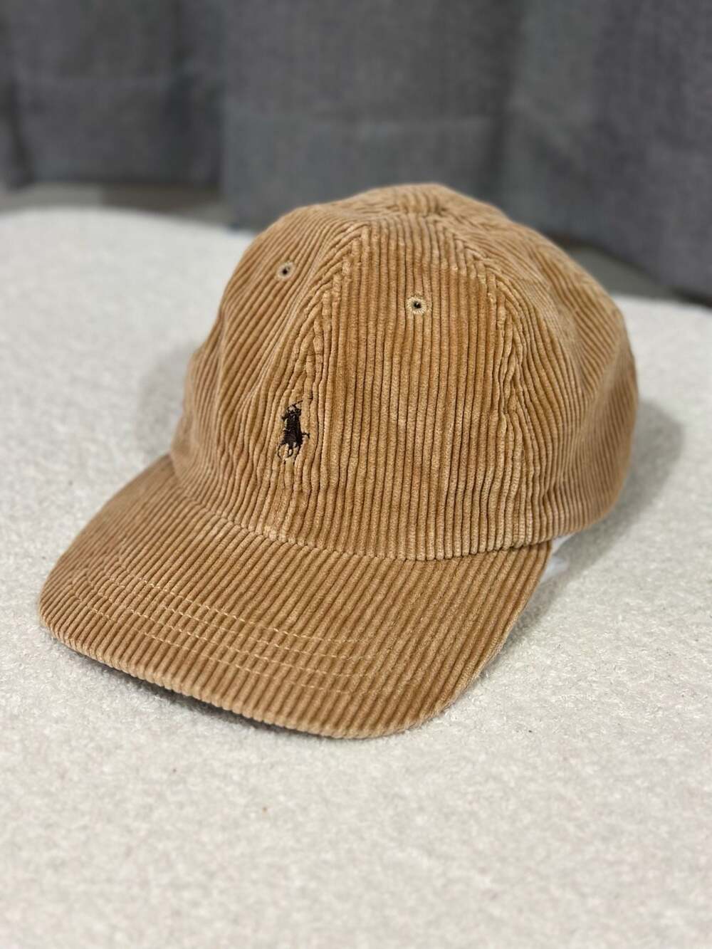 Polo Ralph Lauren Vintage Corduroy Baseball Cap / hat with Leather Strap